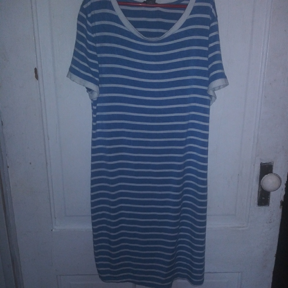 Blue and White striped t-shirt dress